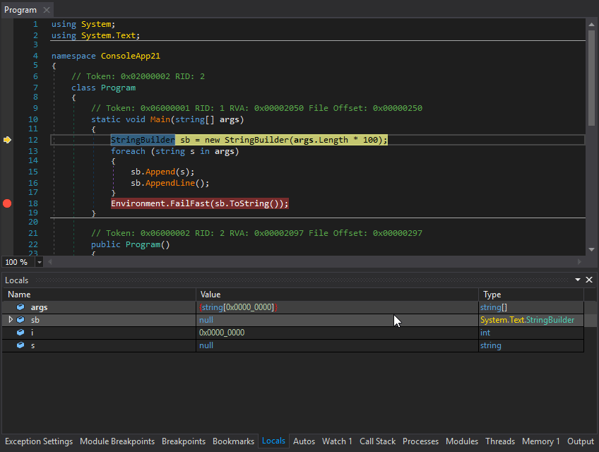 dnSpy debugging in action showing breakpoints and variable inspection